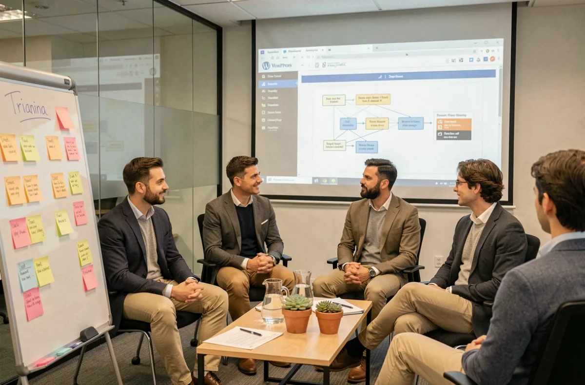 Atelier stratégique de l'équipe Triaina dans la Vienne autour d'une architecture de site WordPress projetée