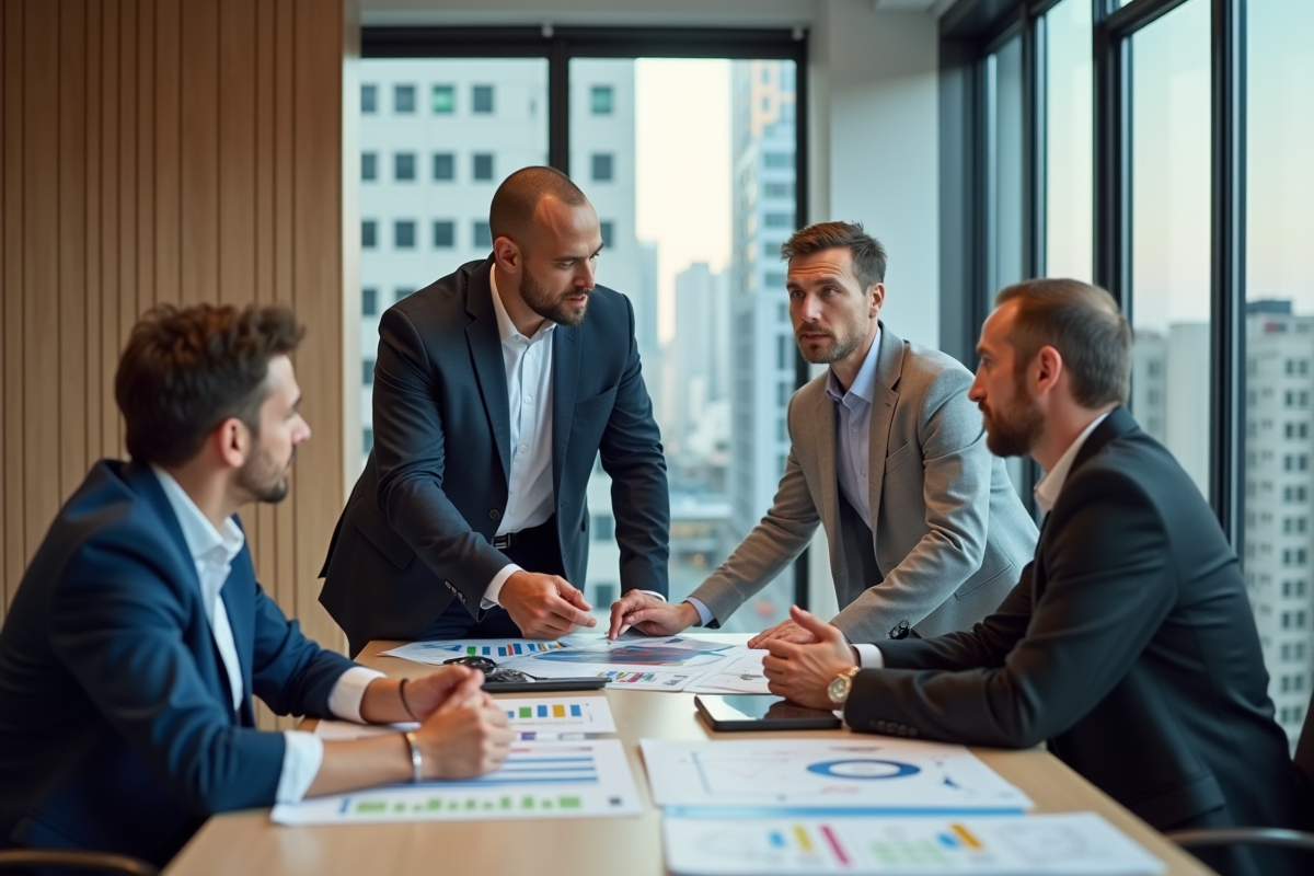 Groupe de collègues discutant autour d