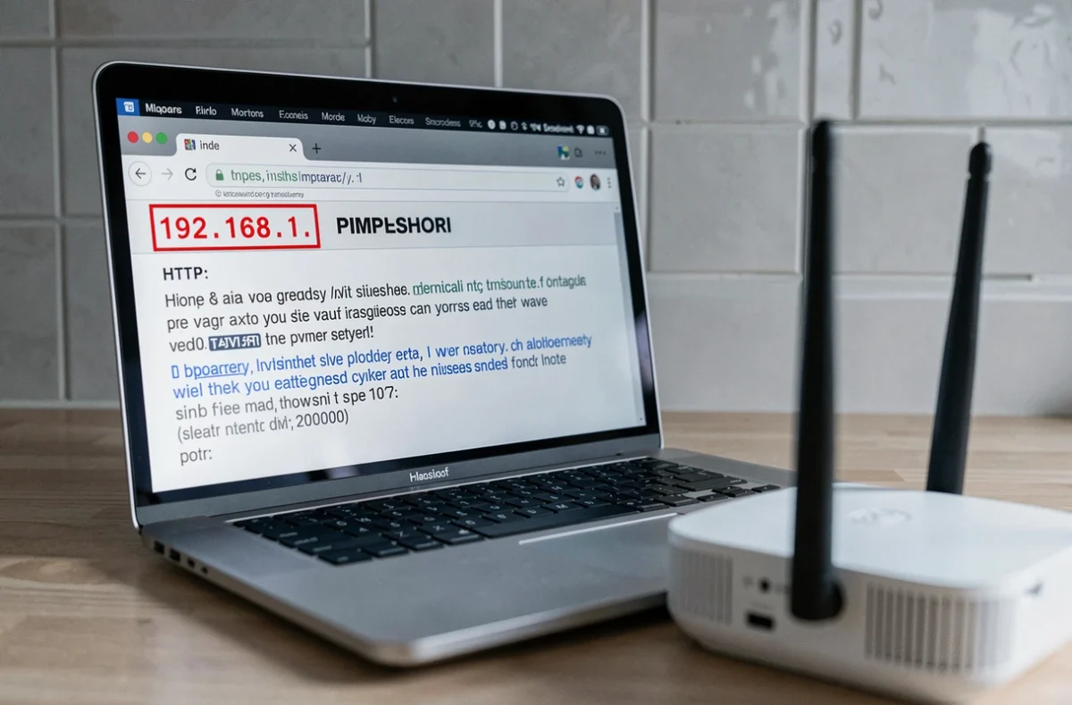 Écran d'ordinateur affichant une erreur HTTP avec une adresse IP de routeur mal saisie dans la barre d'URL
