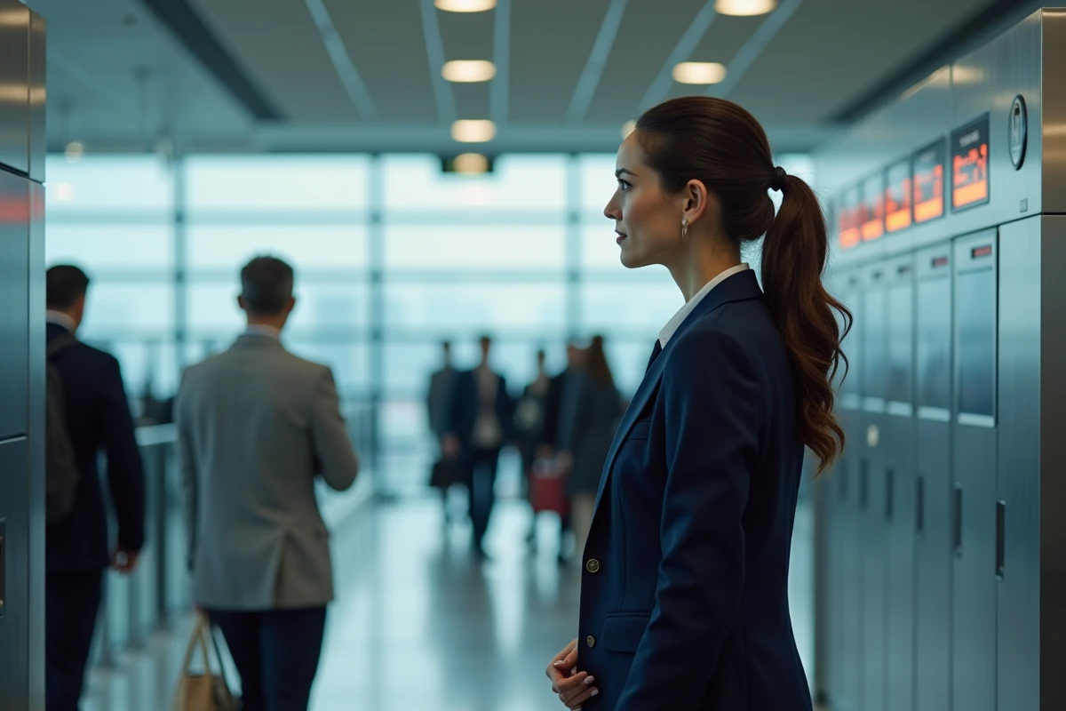 Femme d'affaires en contrôle de sécurité biométrique