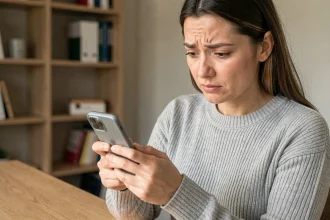 Femme tenant un smartphone Android cherchant le presse-papier dans les paramètres du clavier