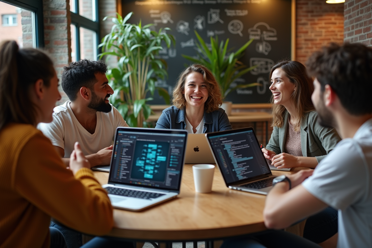 Groupe de jeunes discutant autour d