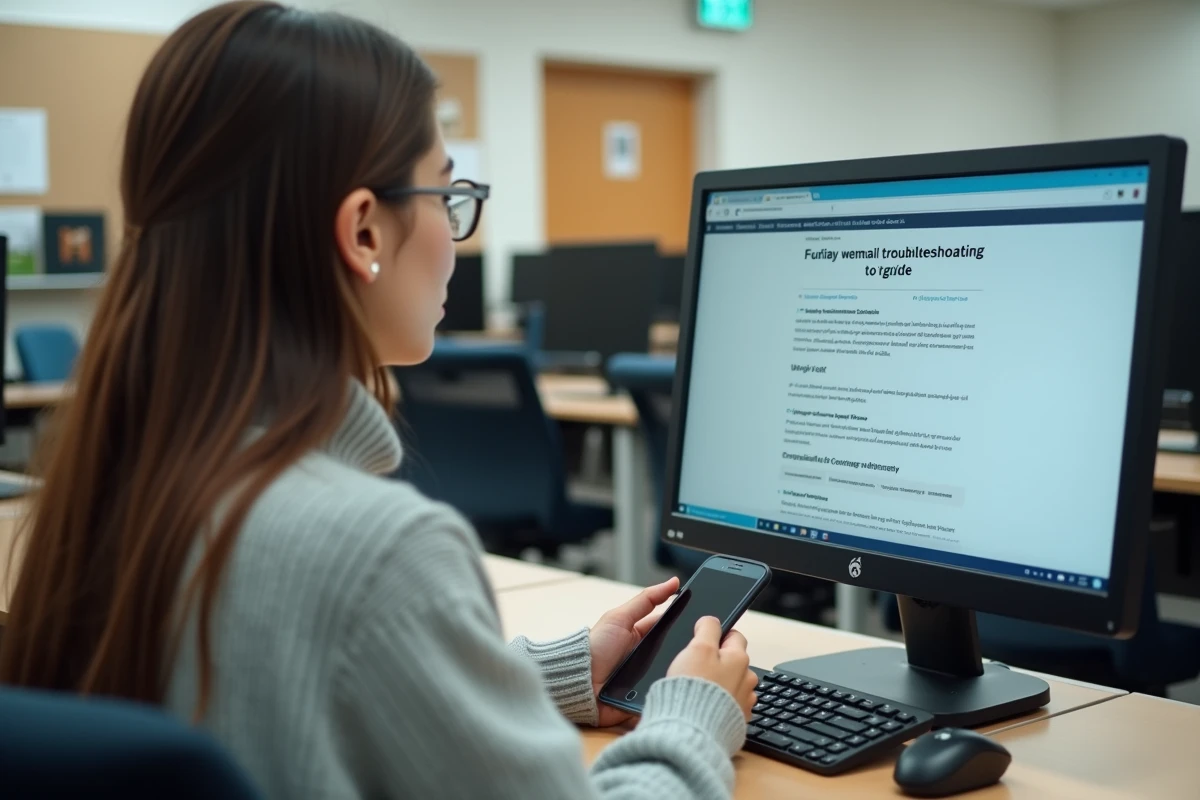 Jeune femme utilisant un ordinateur dans un laboratoire universitaire