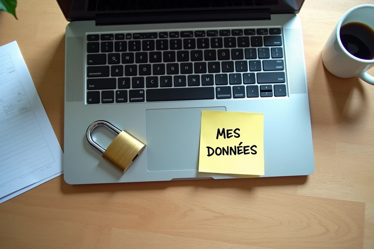 Cadenas posé sur un clavier d'ordinateur portable symbolisant la protection des données personnelles en ligne