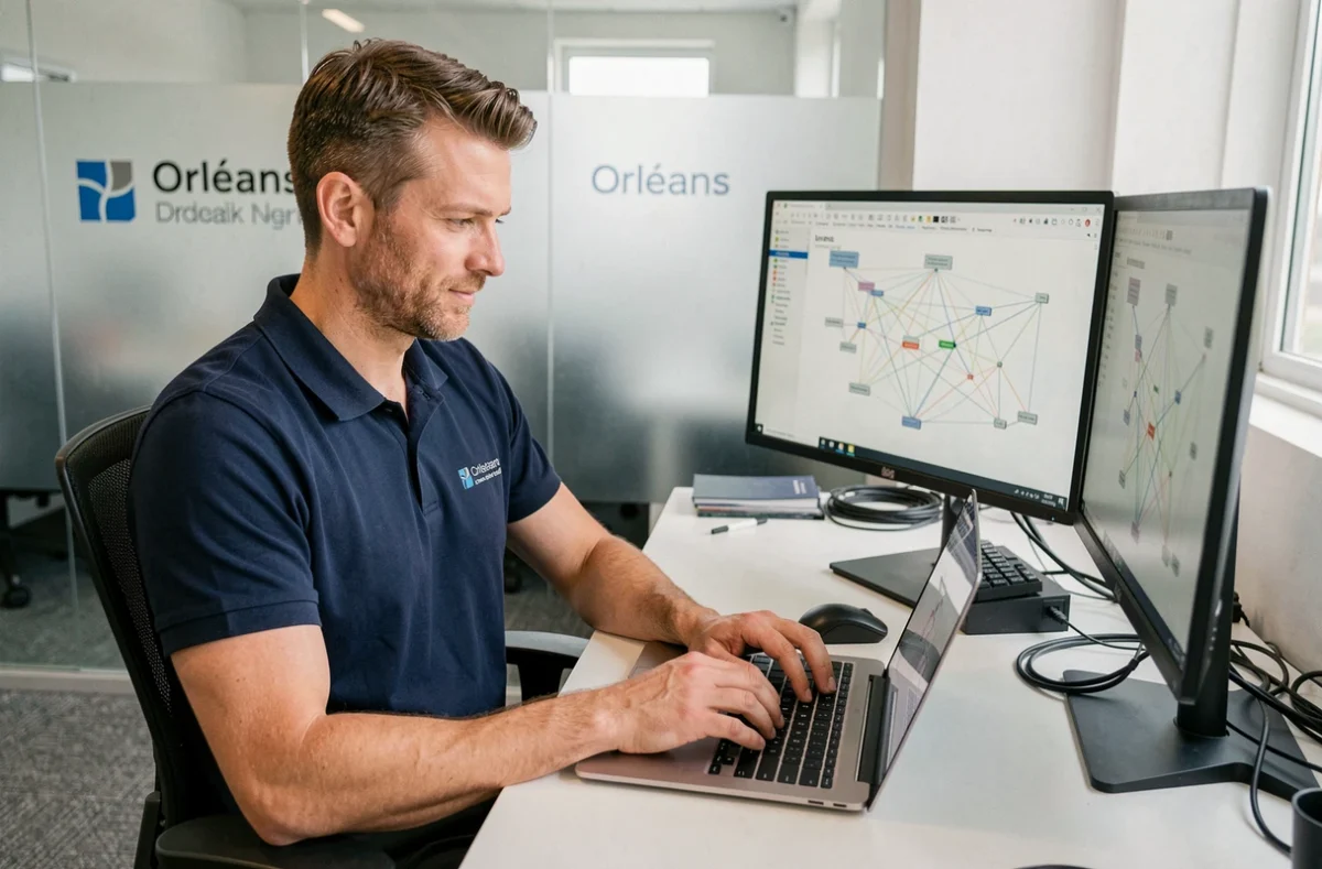 Technicien informatique de Provectio Centre-Val de Loire travaillant sur un diagnostic réseau