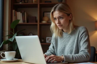 Femme utilisant un ordinateur portable pour récupérer un mot de passe oublié sur une messagerie académique