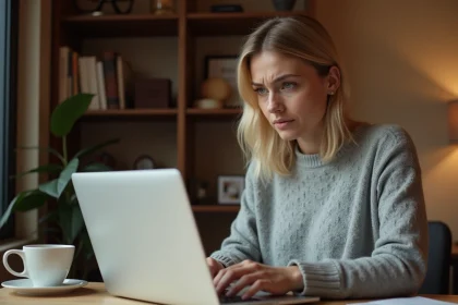 Femme utilisant un ordinateur portable pour récupérer un mot de passe oublié sur une messagerie académique