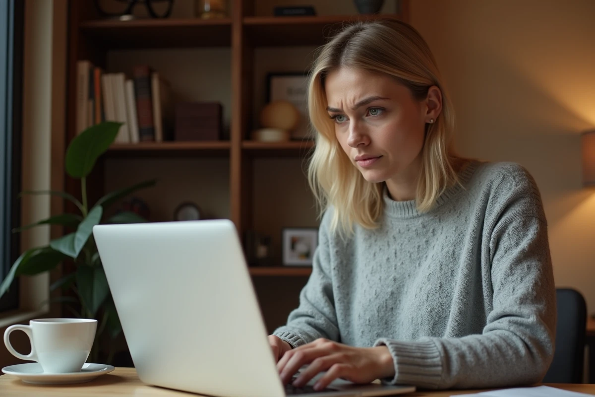 Femme utilisant un ordinateur portable pour récupérer un mot de passe oublié sur une messagerie académique